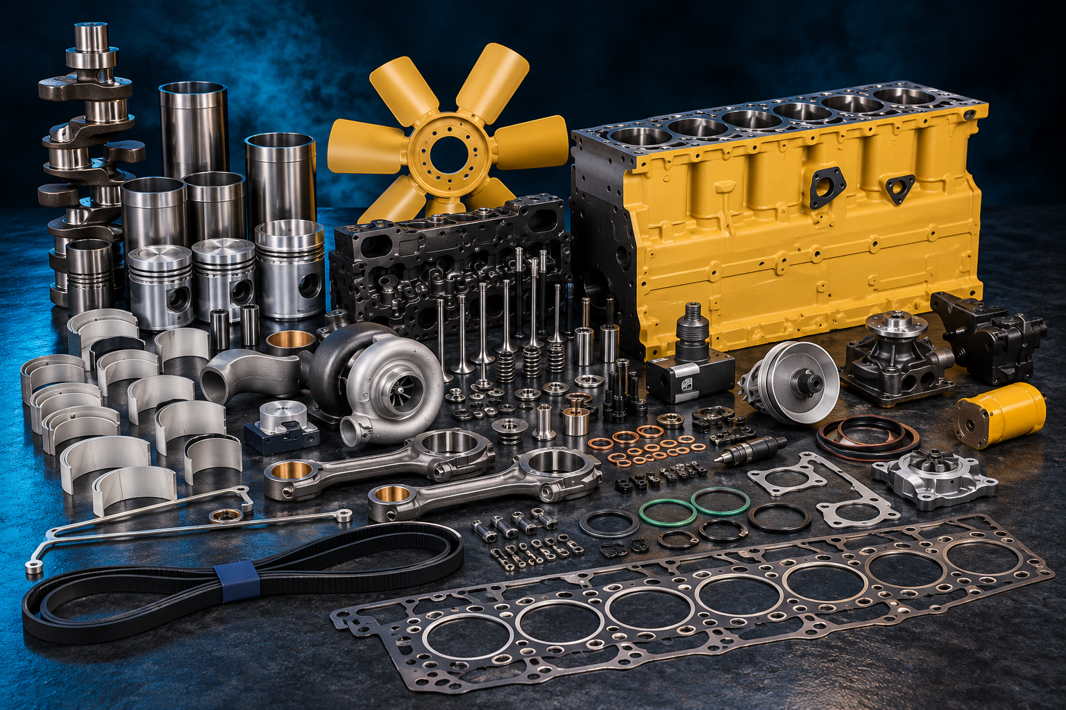 Diesel engine parts: pistons, cylinder liner, gasket set and turbocharger